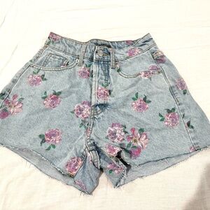 Wild Fable Blue and Purple Jean Shorts with Vintage-Inspired Design